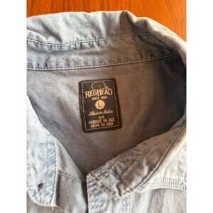 RedHead Men's Short Sleeve Blue Button-Down Work Shirt - Size Large